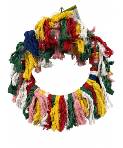 Fluffy Christmas Wreath Rainbow Ring Parrot Preening Swing Toy